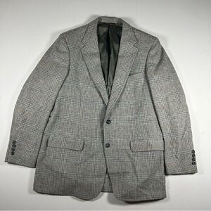 VTG PALM BEACH LambsWool Blazer Mens 46r Plaid Houndstooth England / USA NEW